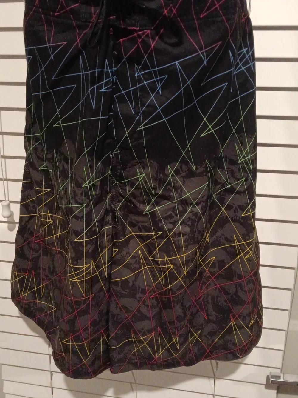 Route 66 Black Swimming Trunks with Neon Scribble Print And Faded Skulls Size XX